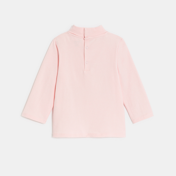 تيشيرت برقبة عالية بطبعة حيوانات باللون الوردي للفتيات الصغيرات